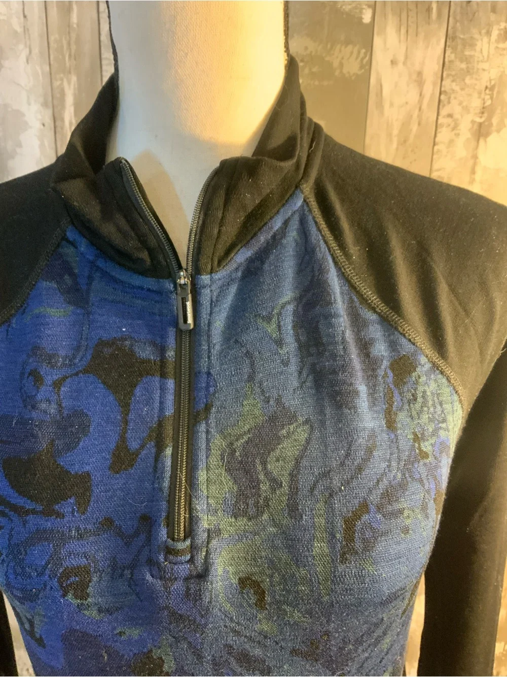 Smartwool Blue & Black Half-Zip Raglan Pullover - Picture 2 of 4